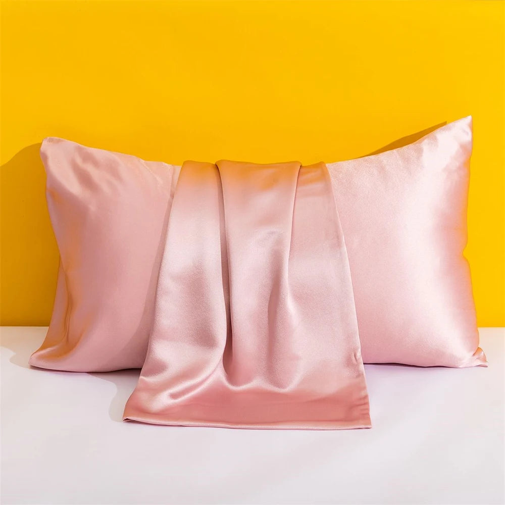 1PC Solid Silk Pillowcases Decorative Luxury Cushion Cover Envelope Style Hair Skin Protect Standard Queen Size Pillow Case