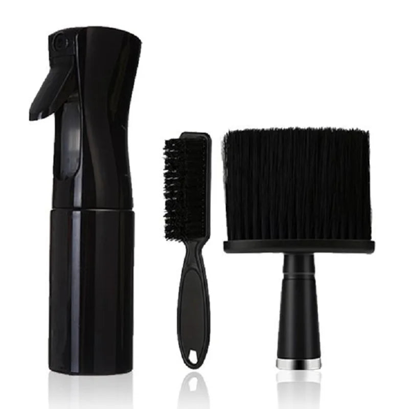 3pcs/set Haircut Kit Beard Shaving Brush Neck Duster with Mist Water Spray Bottle Portable Beard Hair Styling Accessories Salon