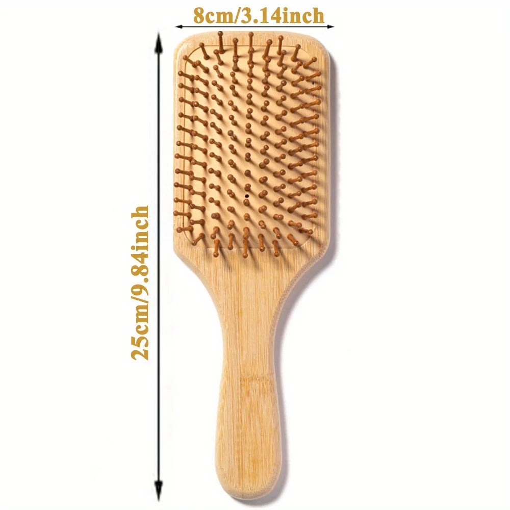 Bamboo Wooden Hair Brush Massage Comb Scalp Massager for Hair Growth Anti-static Straightening Brush Soft Beard Baby Beech Brush