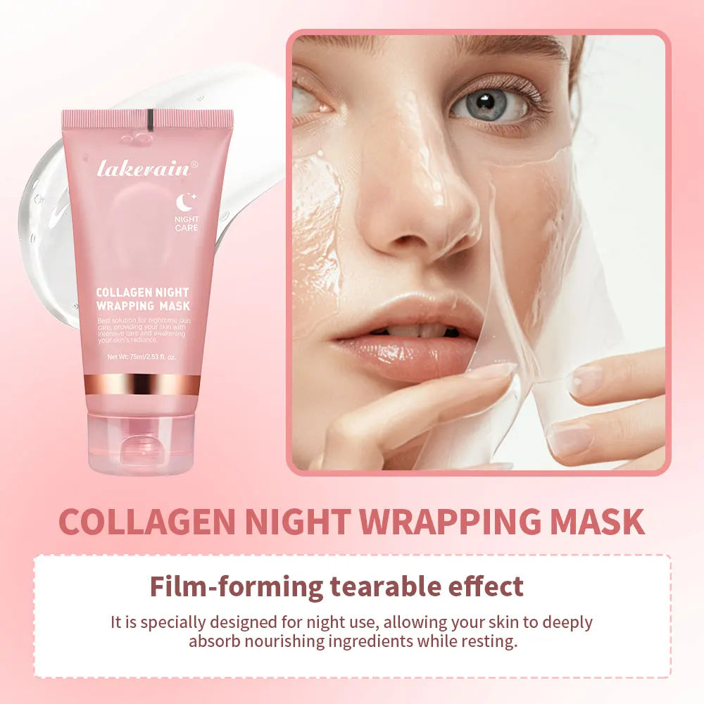 Collagen Overnight Facial Mask Collagen Jelly Cream Hydrolyzed Wrapping Peel-Off Mask Hydrating Firming Moisturizing SkinCare