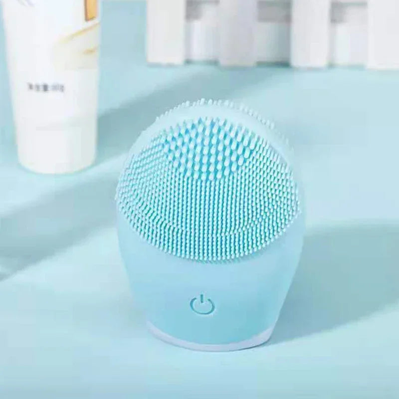 Electric Facial Cleansing Brush Silicone Ultrasonic Vibration Deep Pores Blackhead Cleaning Skin Massager