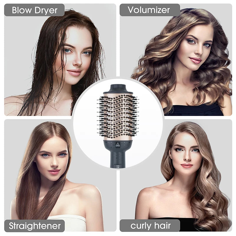 Hot Air Brush Straightener Comb Anti-frizz Negative Ion Generator Straightening And Curling Blow Dryer Multifunctional Brush