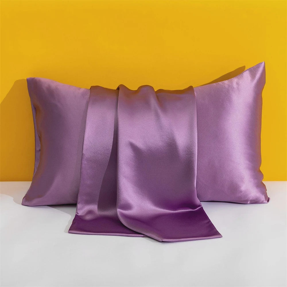 1PC Solid Silk Pillowcases Decorative Luxury Cushion Cover Envelope Style Hair Skin Protect Standard Queen Size Pillow Case