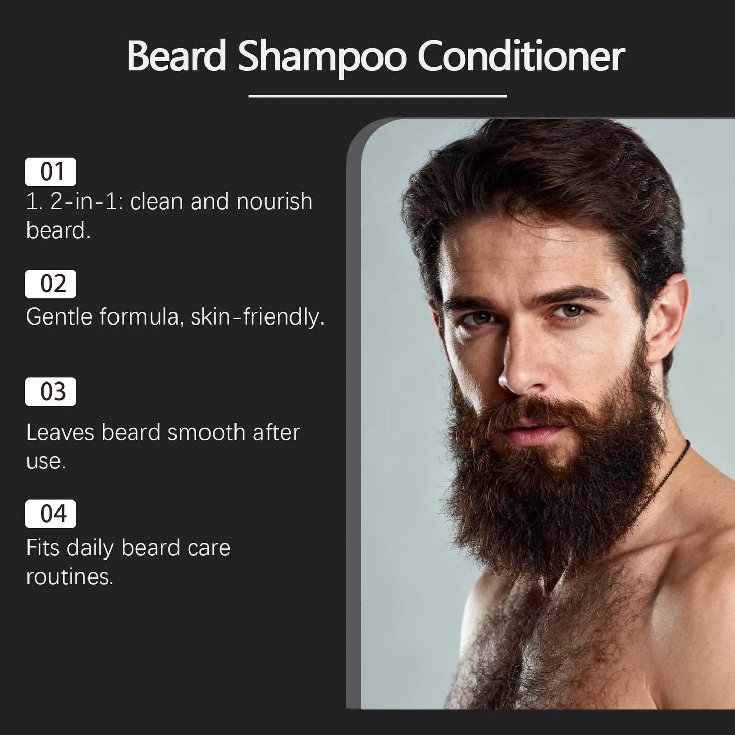 Natural Plant Extract Hair Care Set For Men 2in1 Shampoo&Care Oil&Balm Beard Kit Refreshing Smoothing Soften Beard Care