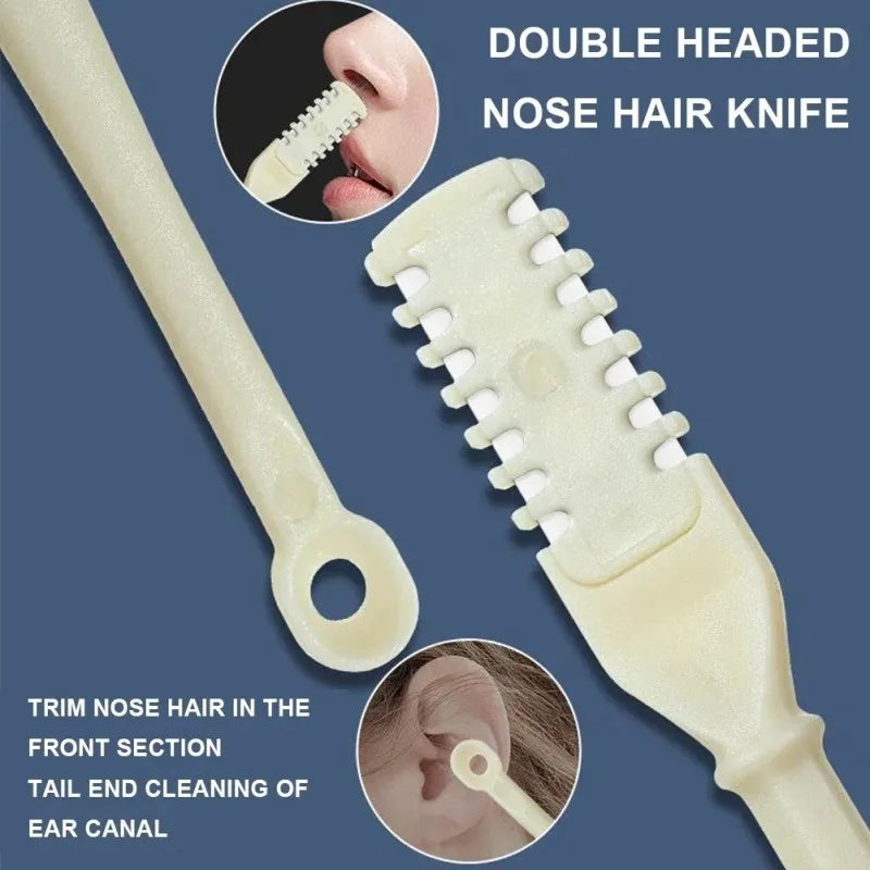 Manual Nose Hair Trimmer Set Double-Head Nose Hair Shaver for Men & Women Painless Nostril Hair Removal Tool