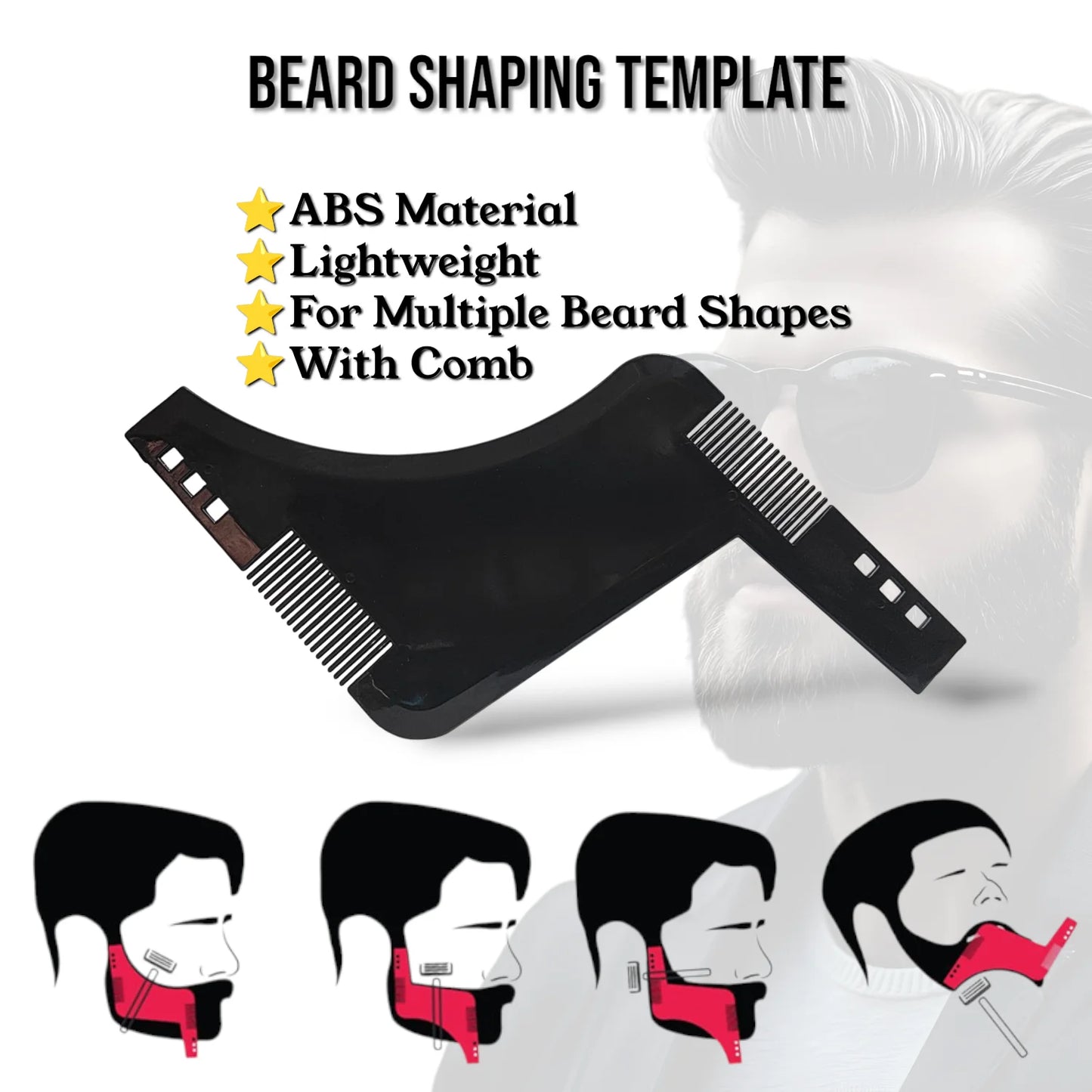 Gracemen Beard Kit - Grooming Set for Men - Beard Template & Brush & Comb & Case & Straight Razor & Scissors & Travel Bag