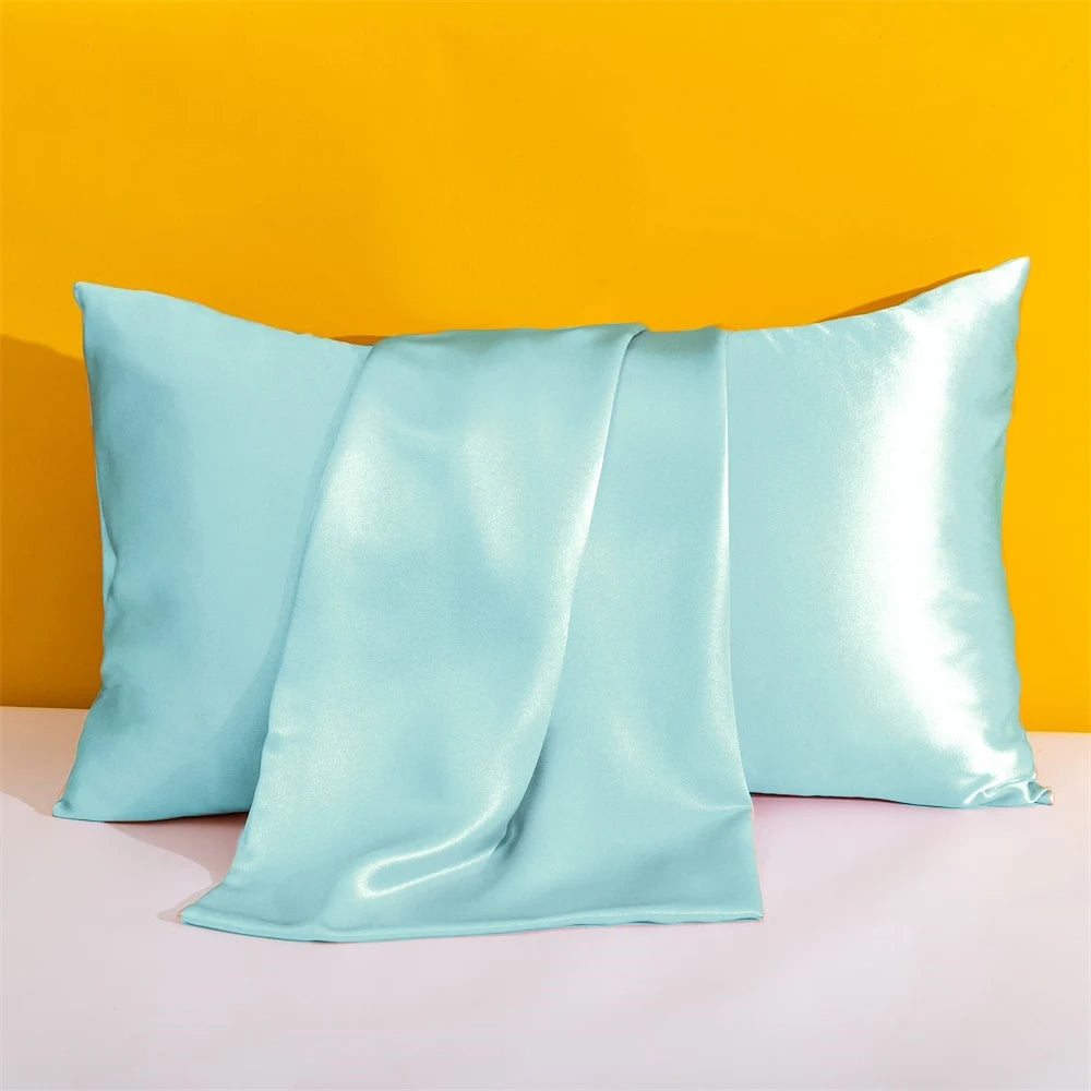 1PC Solid Silk Pillowcases Decorative Luxury Cushion Cover Envelope Style Hair Skin Protect Standard Queen Size Pillow Case