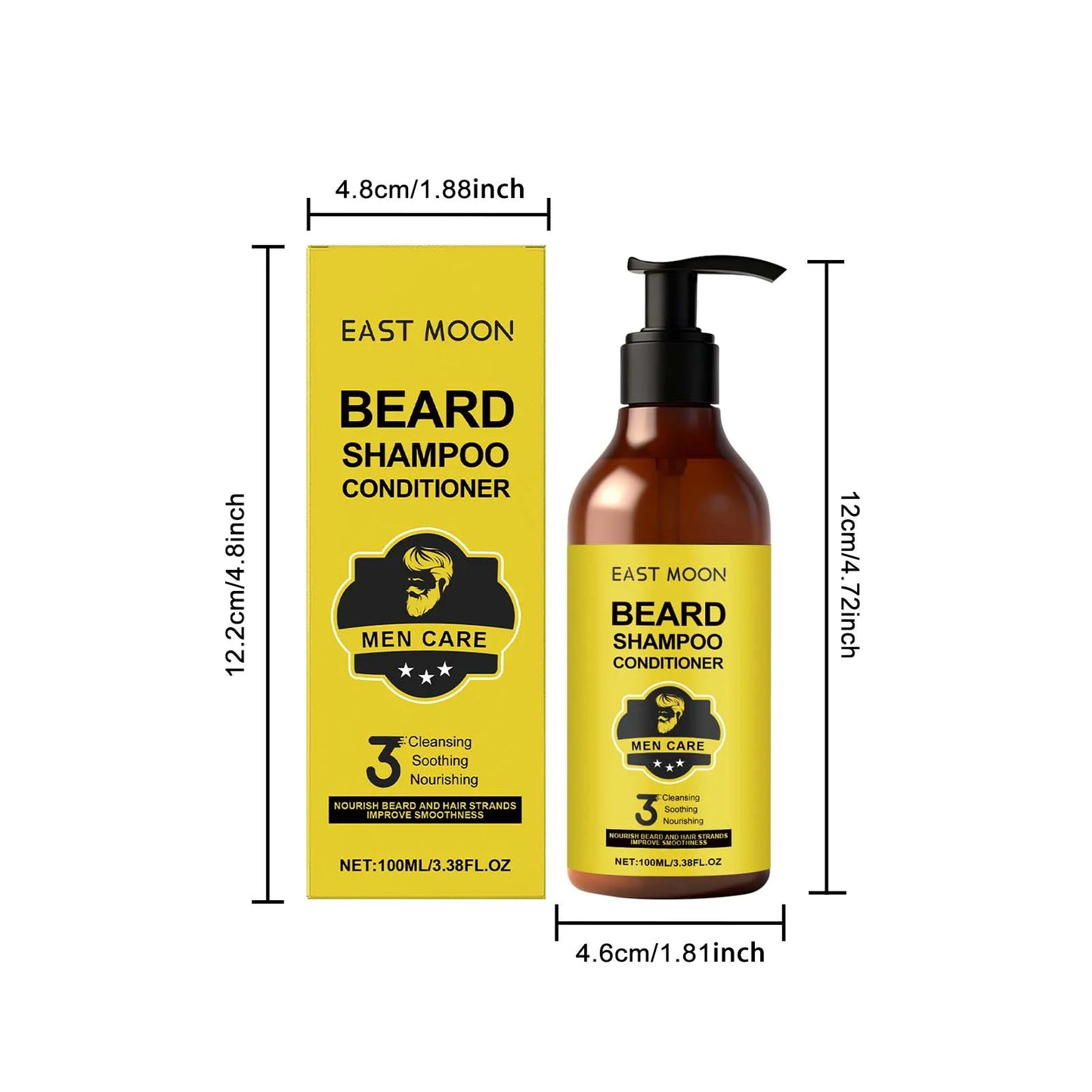 Natural Plant Extract Hair Care Set For Men 2in1 Shampoo&Care Oil&Balm Beard Kit Refreshing Smoothing Soften Beard Care