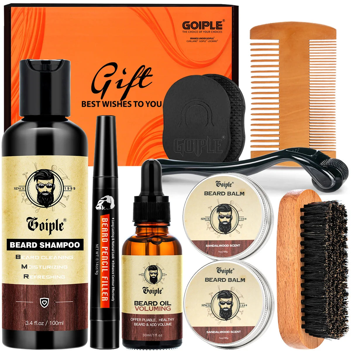 Beard Growth Kit Anti Hair Loss Shampoo Filling Pen Balm Nourish Moisturizer Moustache Volumizing Conditioner Beard Care Product