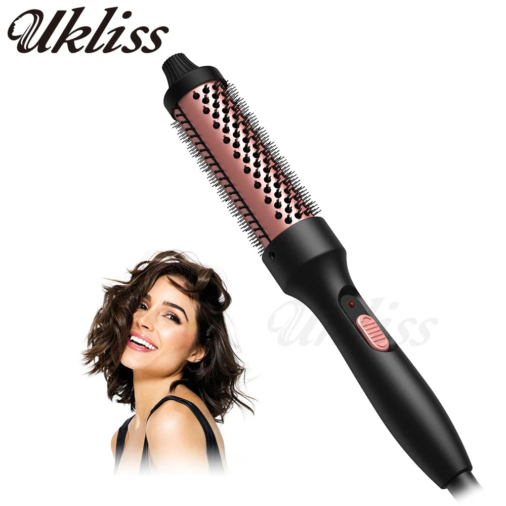 Curling Thermal Brush Double PTC Heated Curling Iron Brush Anti-Scald Round Brush 32mm Hair Curler Hot Volumizing Brush Styler