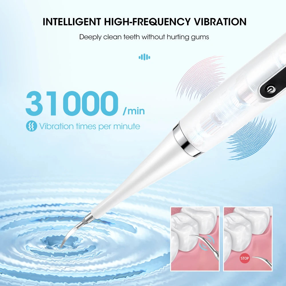 Tooth Cleaner Whitener Set Sonic Dental Scaler Toothbrush + 9D Teeth Whitening Strips Tartar Stains Calculus Plaque Remover