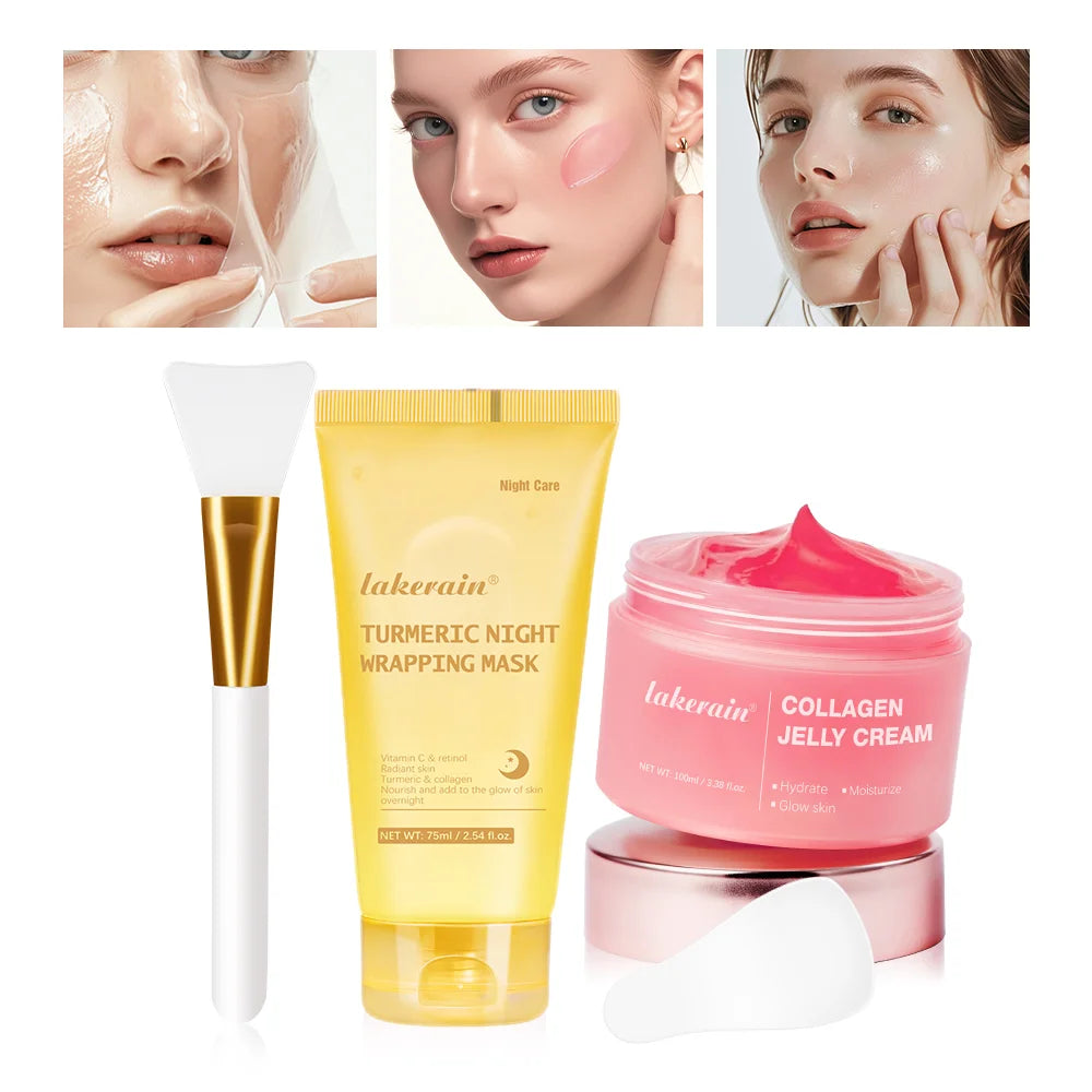 Collagen Overnight Facial Mask Collagen Jelly Cream Hydrolyzed Wrapping Peel-Off Mask Hydrating Firming Moisturizing SkinCare
