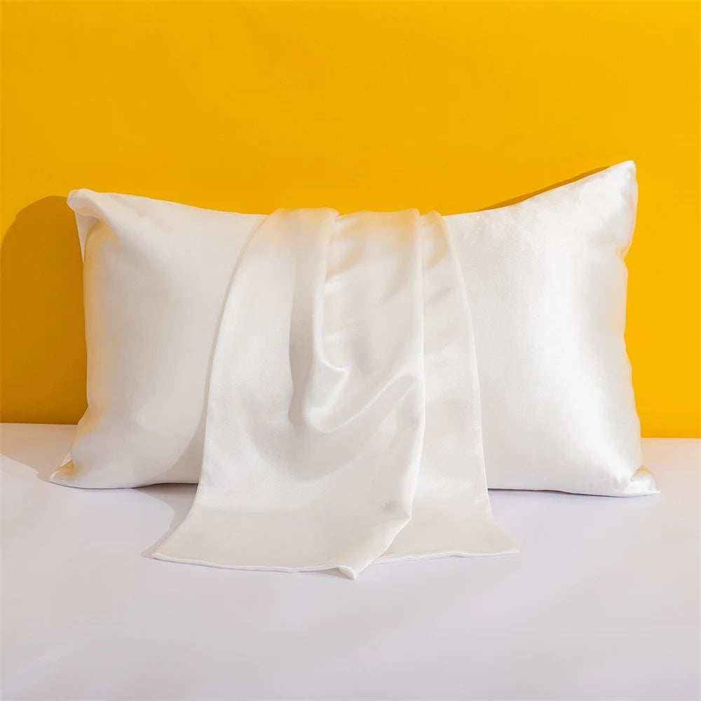 1PC Solid Silk Pillowcases Decorative Luxury Cushion Cover Envelope Style Hair Skin Protect Standard Queen Size Pillow Case