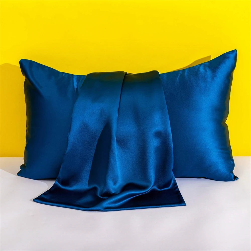 1PC Solid Silk Pillowcases Decorative Luxury Cushion Cover Envelope Style Hair Skin Protect Standard Queen Size Pillow Case