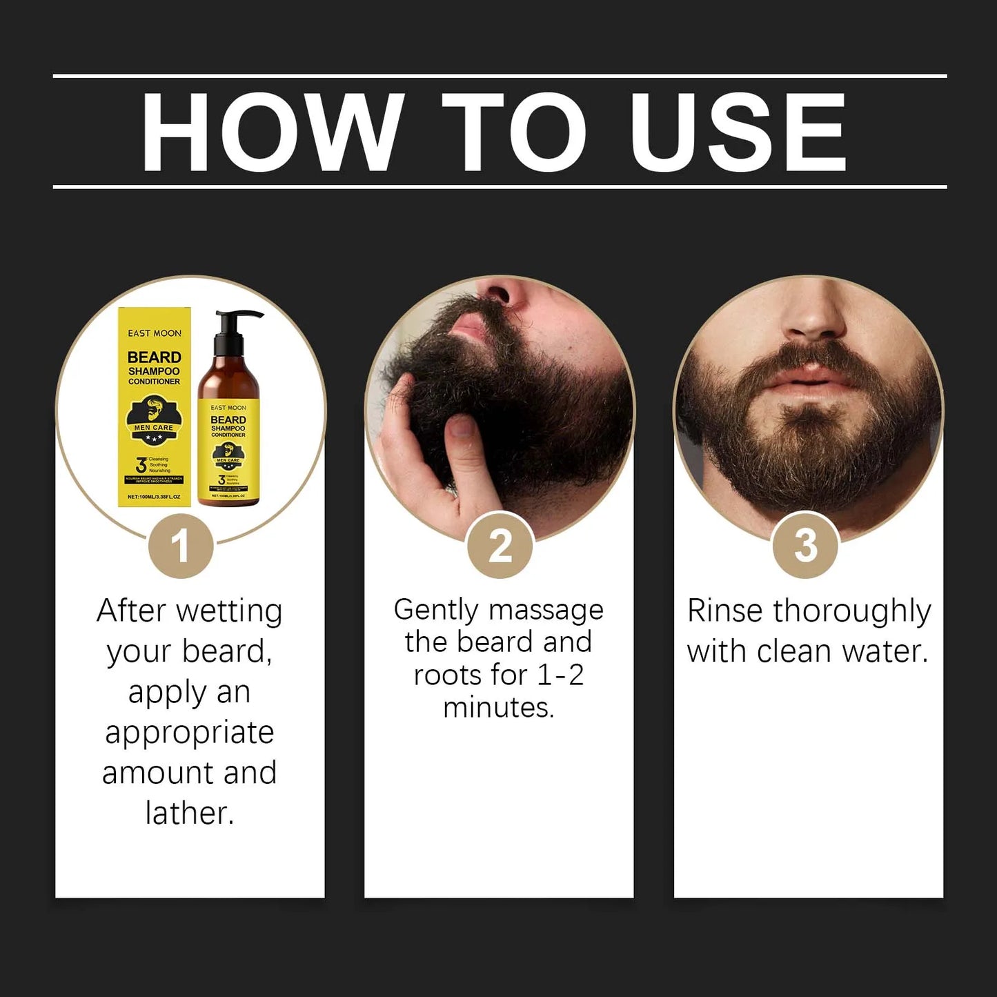 Natural Plant Extract Hair Care Set For Men 2in1 Shampoo&Care Oil&Balm Beard Kit Refreshing Smoothing Soften Beard Care