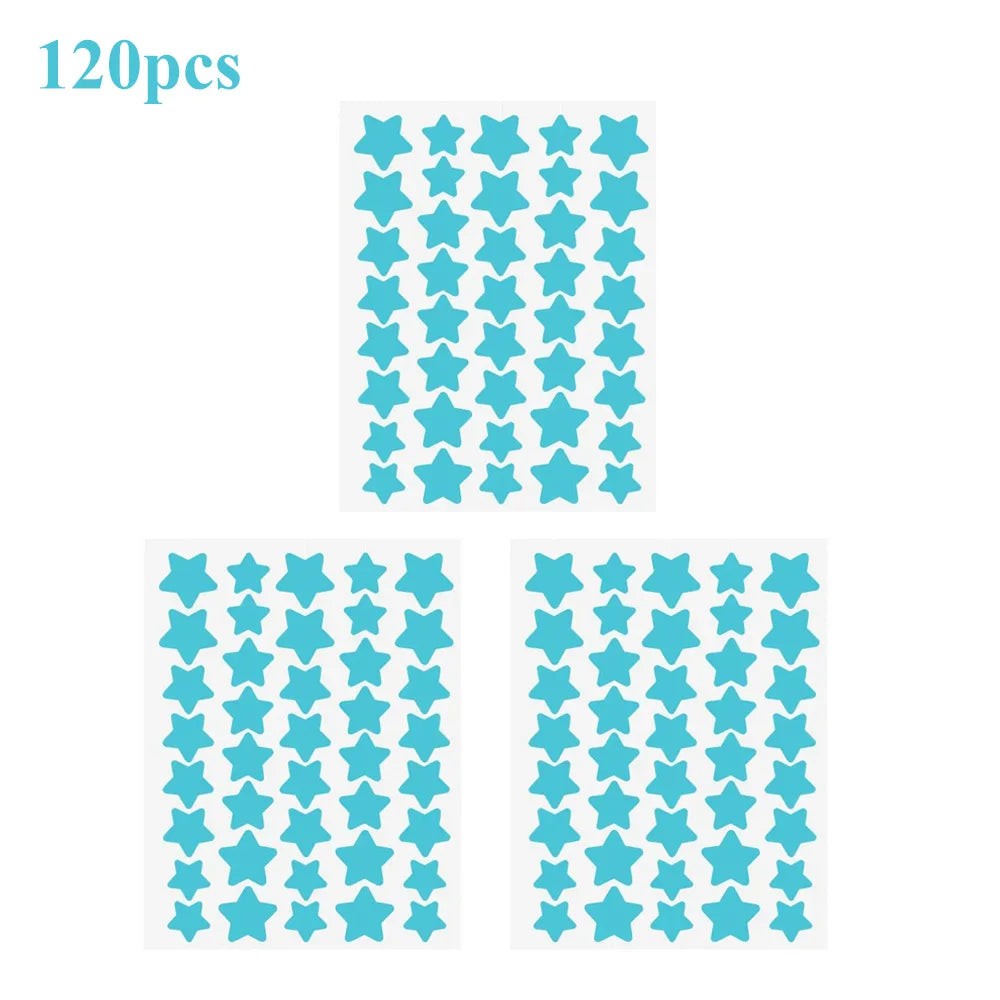 120pcs/280pcs Star Colorful PE Pimple Patches Cute Star Shaped Pimple Cover Sticker Invisible Pimple Cover Removal Pimple Patch