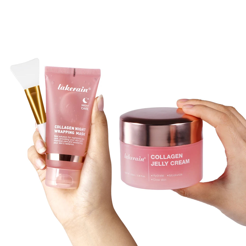 Collagen Overnight Facial Mask Collagen Jelly Cream Hydrolyzed Wrapping Peel-Off Mask Hydrating Firming Moisturizing SkinCare