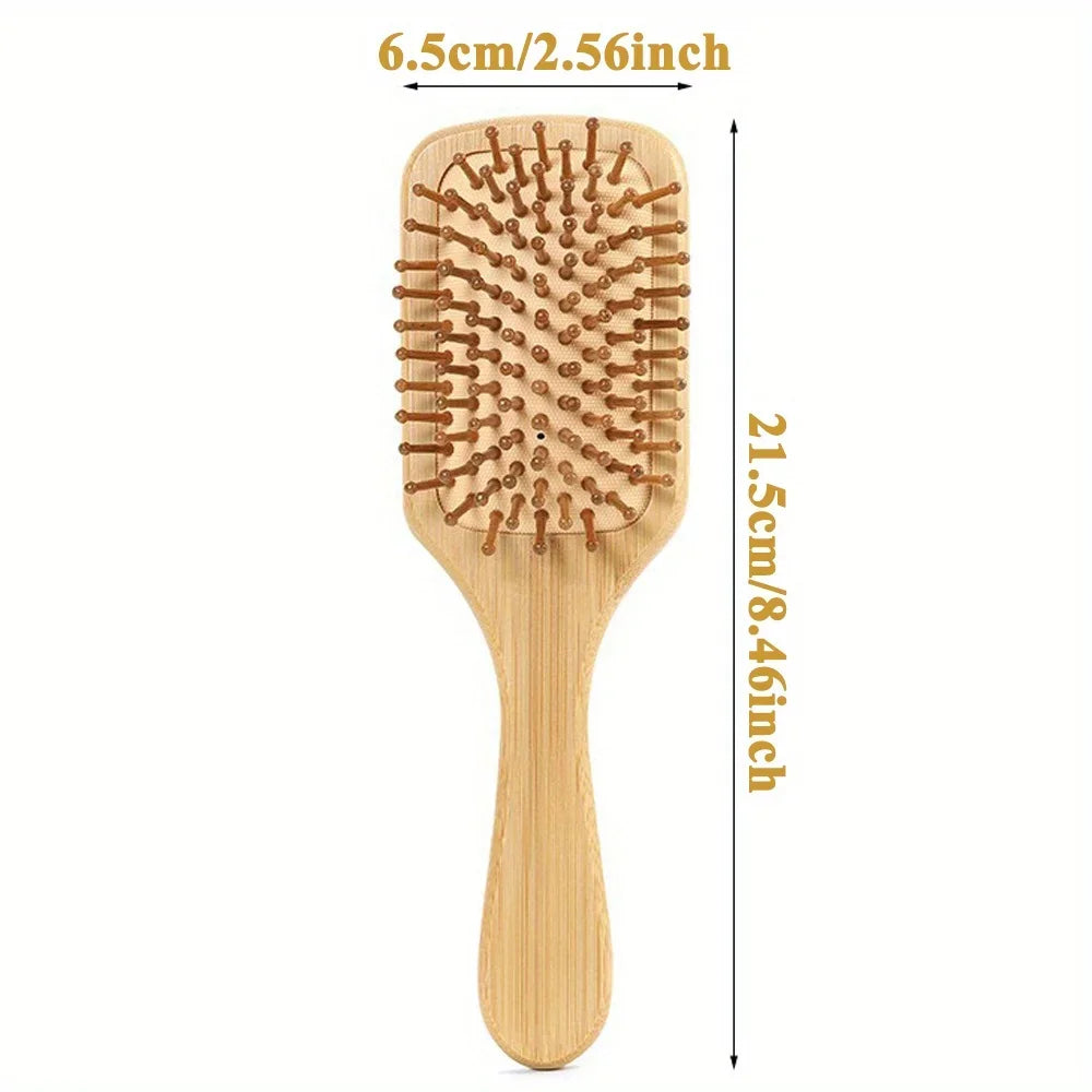 Bamboo Wooden Hair Brush Massage Comb Scalp Massager for Hair Growth Anti-static Straightening Brush Soft Beard Baby Beech Brush