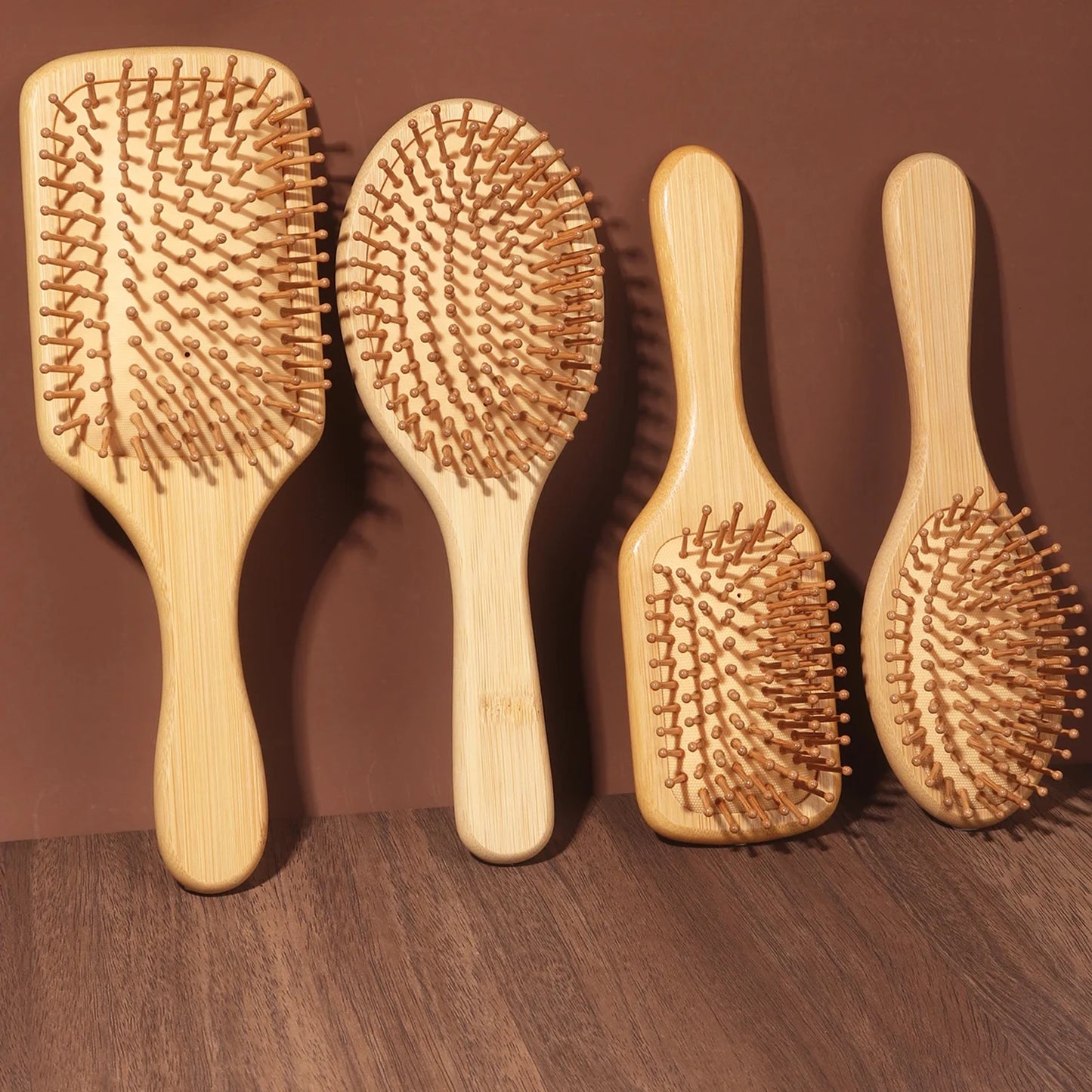 Bamboo Wooden Hair Brush Massage Comb Scalp Massager for Hair Growth Anti-static Straightening Brush Soft Beard Baby Beech Brush