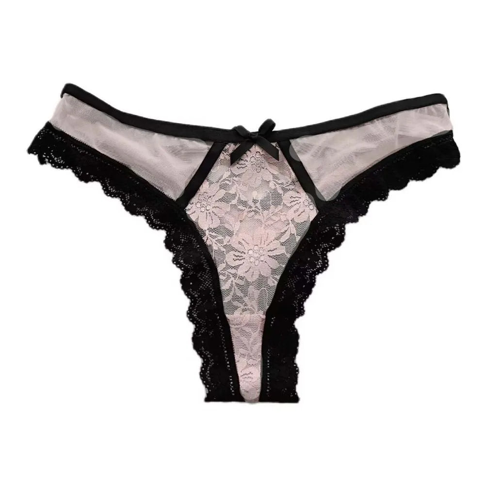 Breathable Patchwork Mesh Floral Bowknot Panties