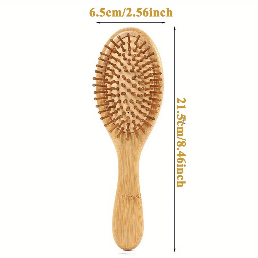 Bamboo Wooden Hair Brush Massage Comb Scalp Massager for Hair Growth Anti-static Straightening Brush Soft Beard Baby Beech Brush
