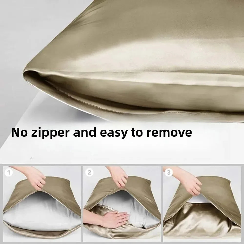 Silk Pillowcase Set of 2, Soft Breathable Mulberry Silk Pillow Cover for Hair and Skin, Luxury Zippered Pillow Case for