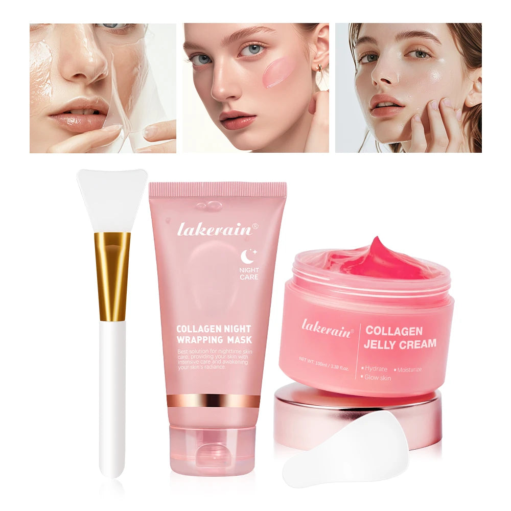 Collagen Overnight Facial Mask Collagen Jelly Cream Hydrolyzed Wrapping Peel-Off Mask Hydrating Firming Moisturizing SkinCare
