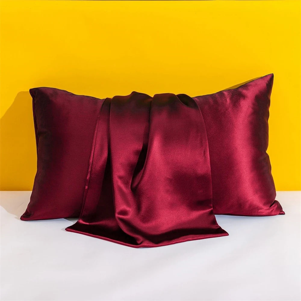 1PC Solid Silk Pillowcases Decorative Luxury Cushion Cover Envelope Style Hair Skin Protect Standard Queen Size Pillow Case