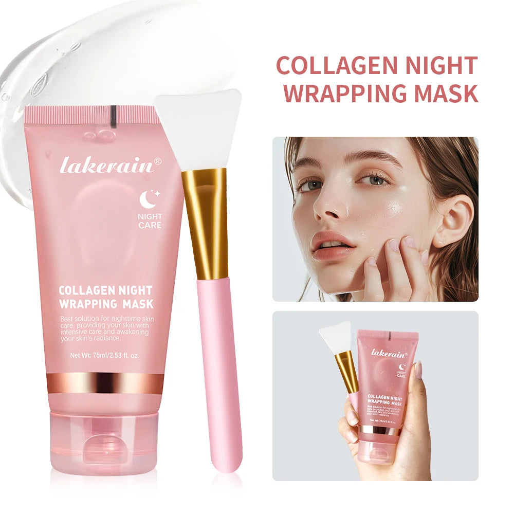 Collagen Overnight Facial Mask Collagen Jelly Cream Hydrolyzed Wrapping Peel-Off Mask Hydrating Firming Moisturizing SkinCare
