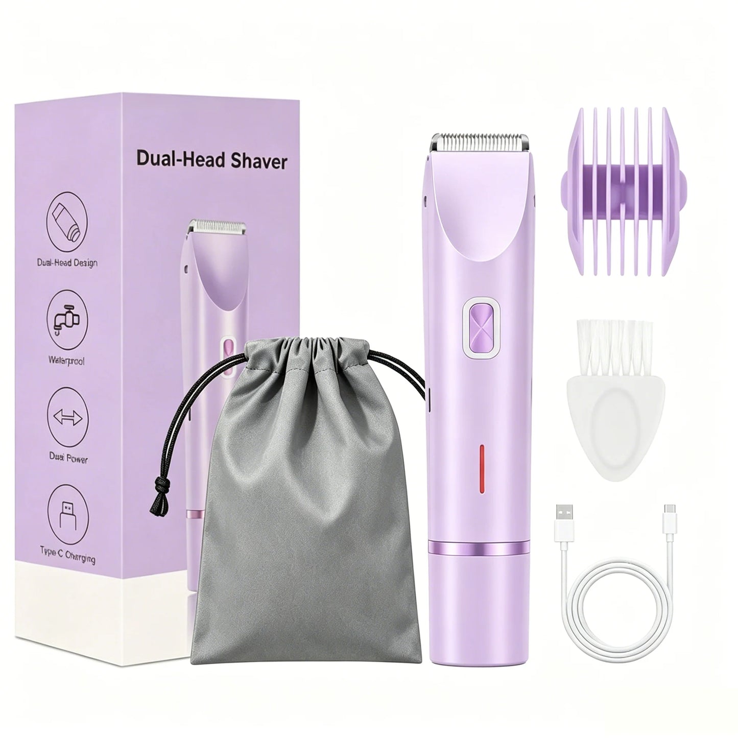 Electric Shaver for Woman Double Head Dual Purpose Female Razor Body Epilator Leg Underarm Bikini Electric Hair Remover Trimmer