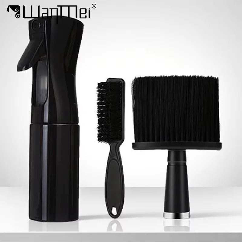 3pcs/set Haircut Kit Beard Shaving Brush Neck Duster with Mist Water Spray Bottle Portable Beard Hair Styling Accessories Salon