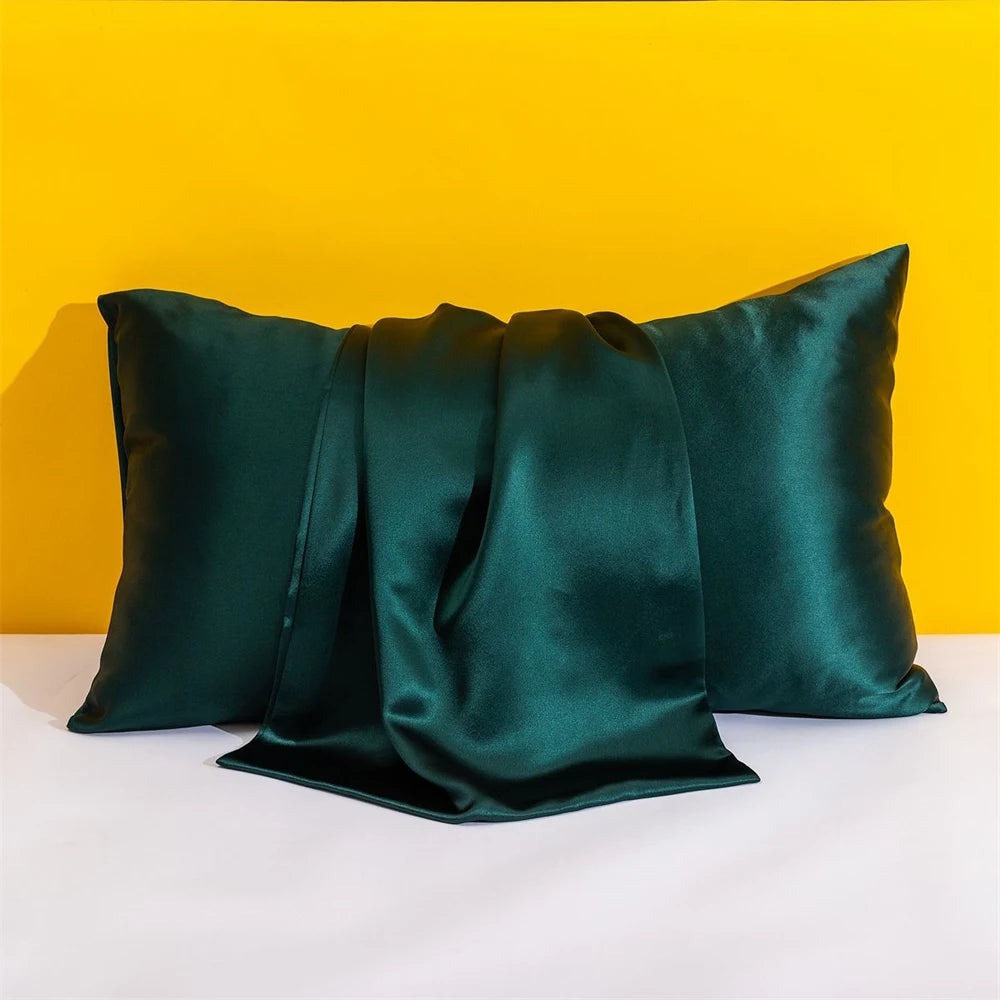 1PC Solid Silk Pillowcases Decorative Luxury Cushion Cover Envelope Style Hair Skin Protect Standard Queen Size Pillow Case
