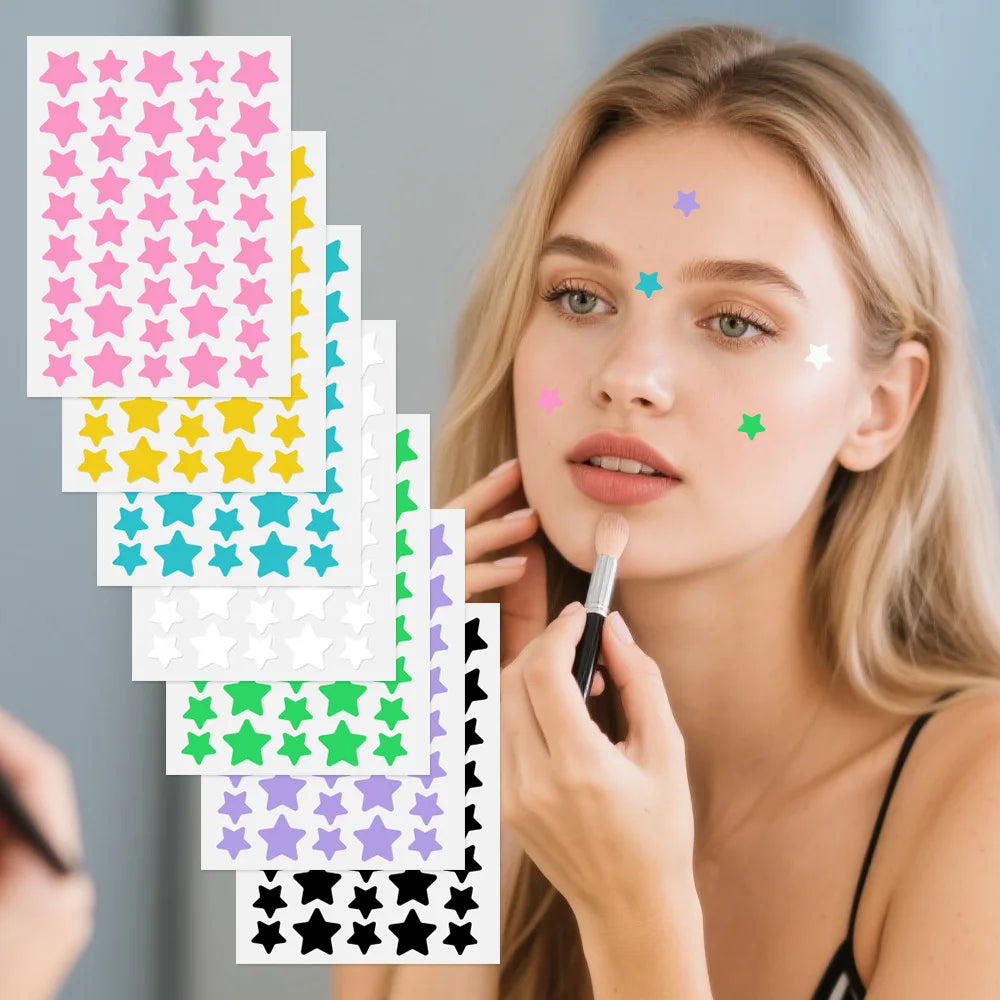 120pcs/280pcs Star Colorful PE Pimple Patches Cute Star Shaped Pimple Cover Sticker Invisible Pimple Cover Removal Pimple Patch