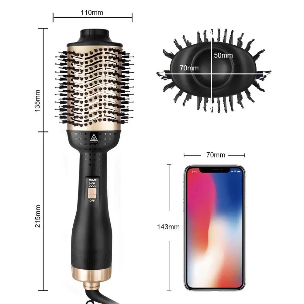 Hot Air Brush Straightener Comb Anti-frizz Negative Ion Generator Straightening And Curling Blow Dryer Multifunctional Brush