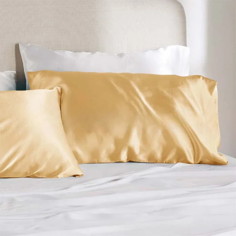 Solid Silk Pillowcases Decorative Luxury Cushion Cover Envelope Style Hair Skin Protect Standard Queen Size Pillow Case