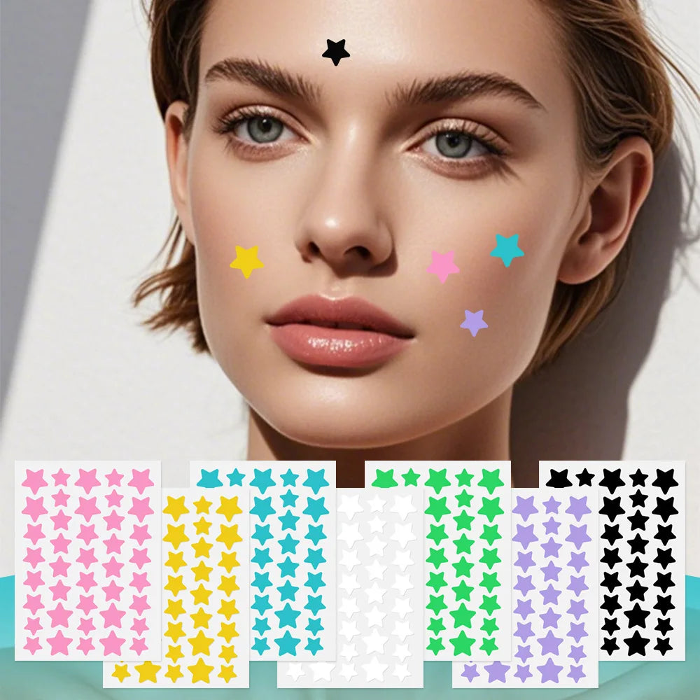 120pcs/280pcs Star Colorful PE Pimple Patches Cute Star Shaped Pimple Cover Sticker Invisible Pimple Cover Removal Pimple Patch