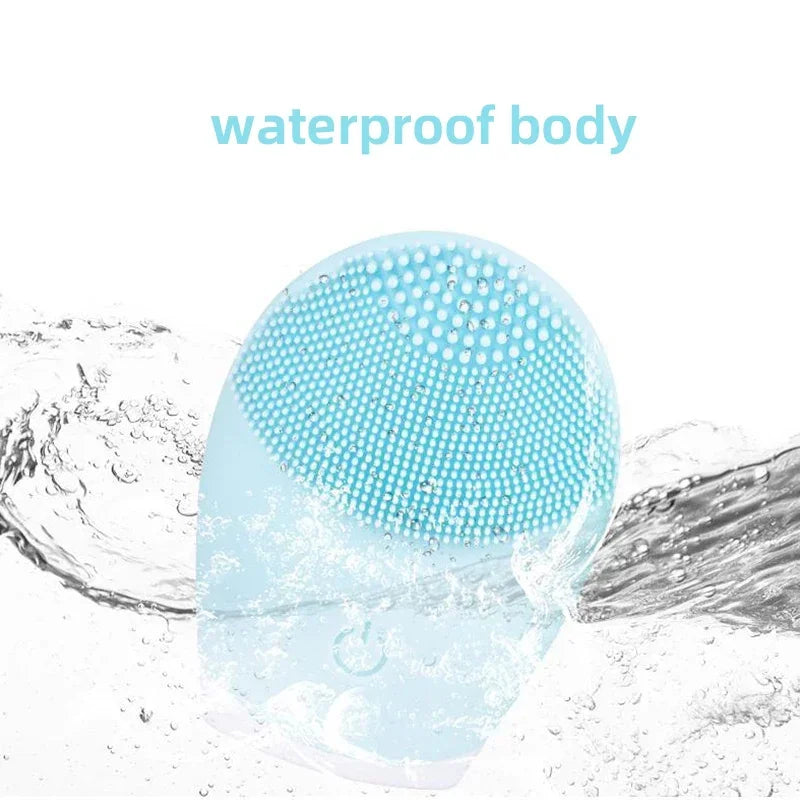 Electric Facial Cleansing Brush Silicone Ultrasonic Vibration Deep Pores Blackhead Cleaning Skin Massager
