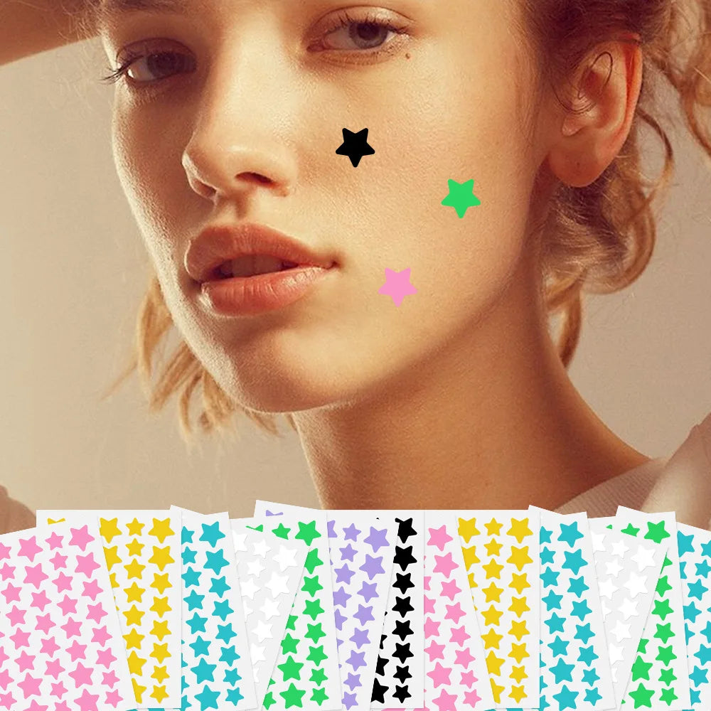 120pcs/280pcs Star Colorful PE Pimple Patches Cute Star Shaped Pimple Cover Sticker Invisible Pimple Cover Removal Pimple Patch