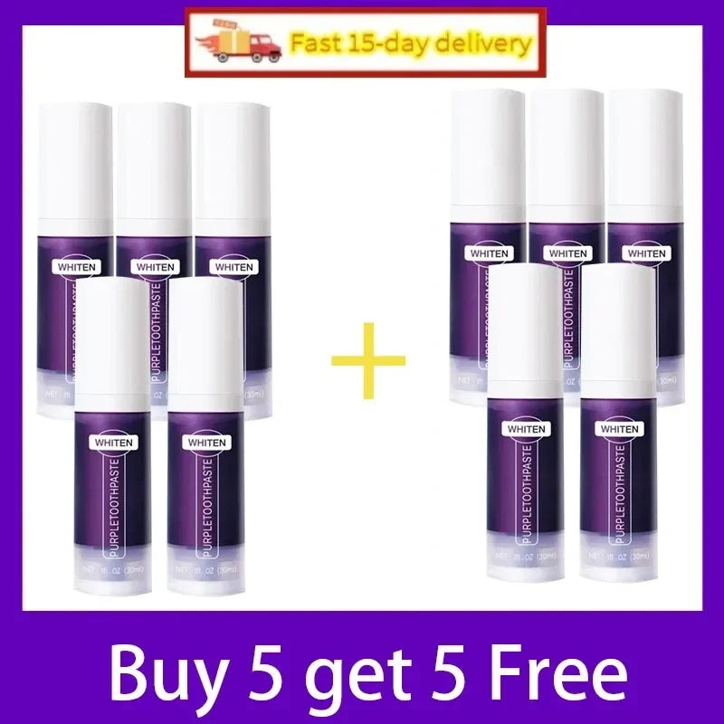 V34 Purple Teeth Whitening Toothpaste Remove Plaque Stains Cleaning Oral Hygiene Dental Bleach Tools Fresh Breath Beauty Health