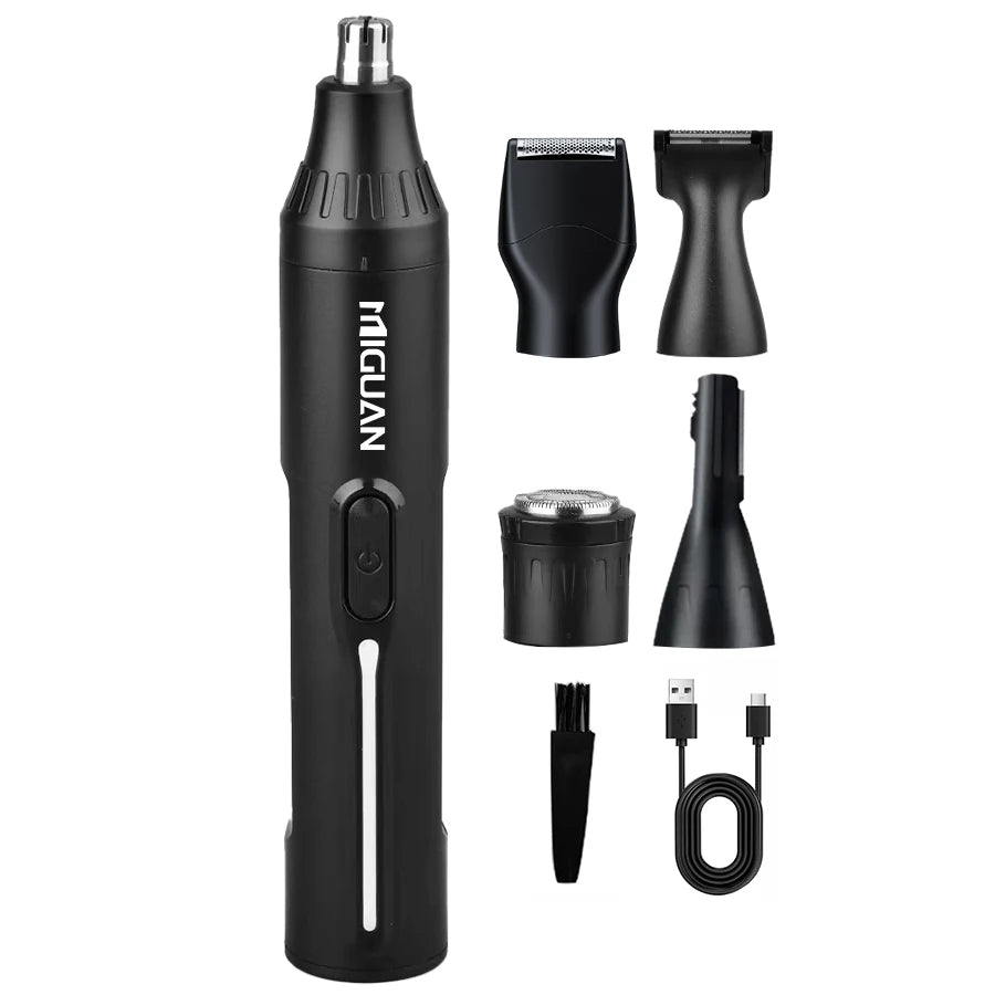5-in-1 Professional Grooming Kit, USB Rechargeable Nose & Ear Hair Trimmer, Beard and Eyebrow Razor，
