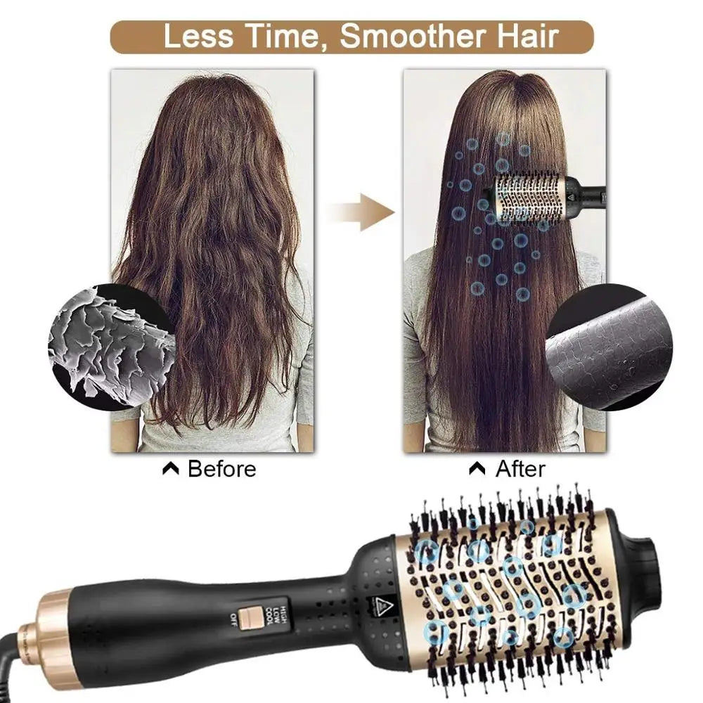 Hot Air Brush Straightener Comb Anti-frizz Negative Ion Generator Straightening And Curling Blow Dryer Multifunctional Brush