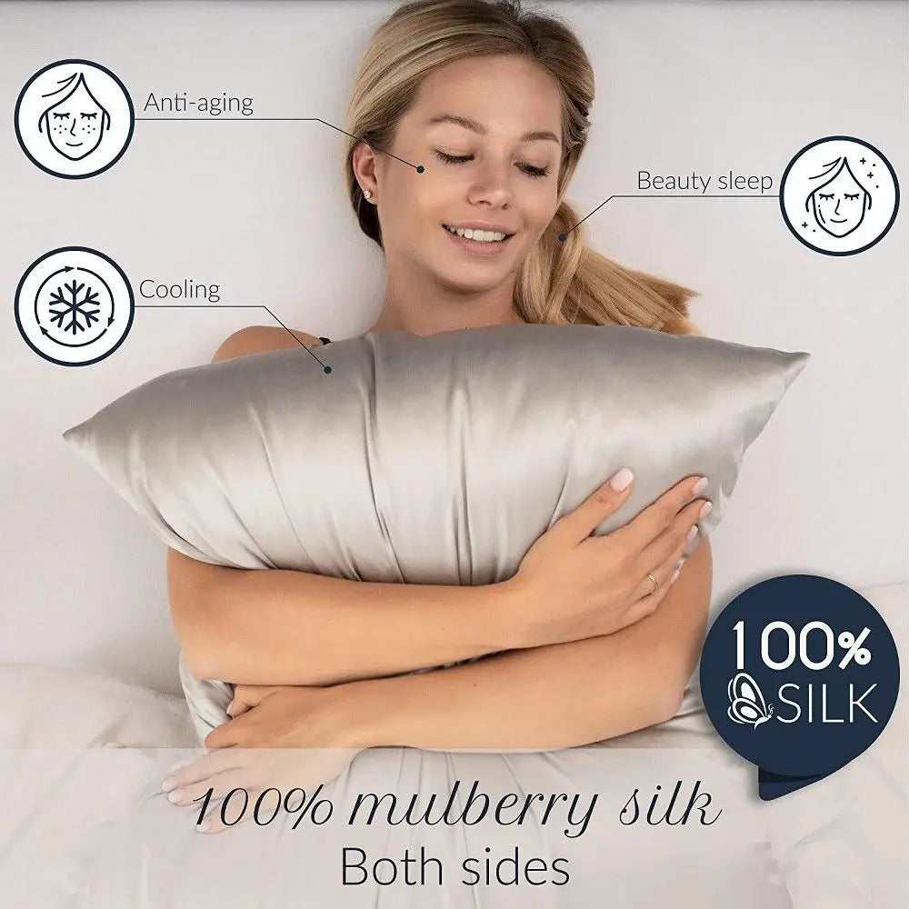 1PC Solid Silk Pillowcases Decorative Luxury Cushion Cover Envelope Style Hair Skin Protect Standard Queen Size Pillow Case