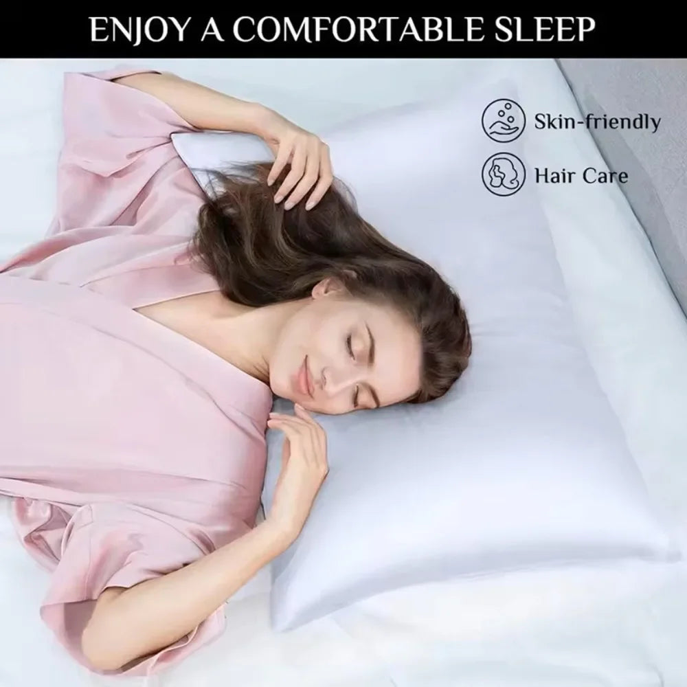 Silk Pillowcase Set of 2, Soft Breathable Mulberry Silk Pillow Cover for Hair and Skin, Luxury Zippered Pillow Case for