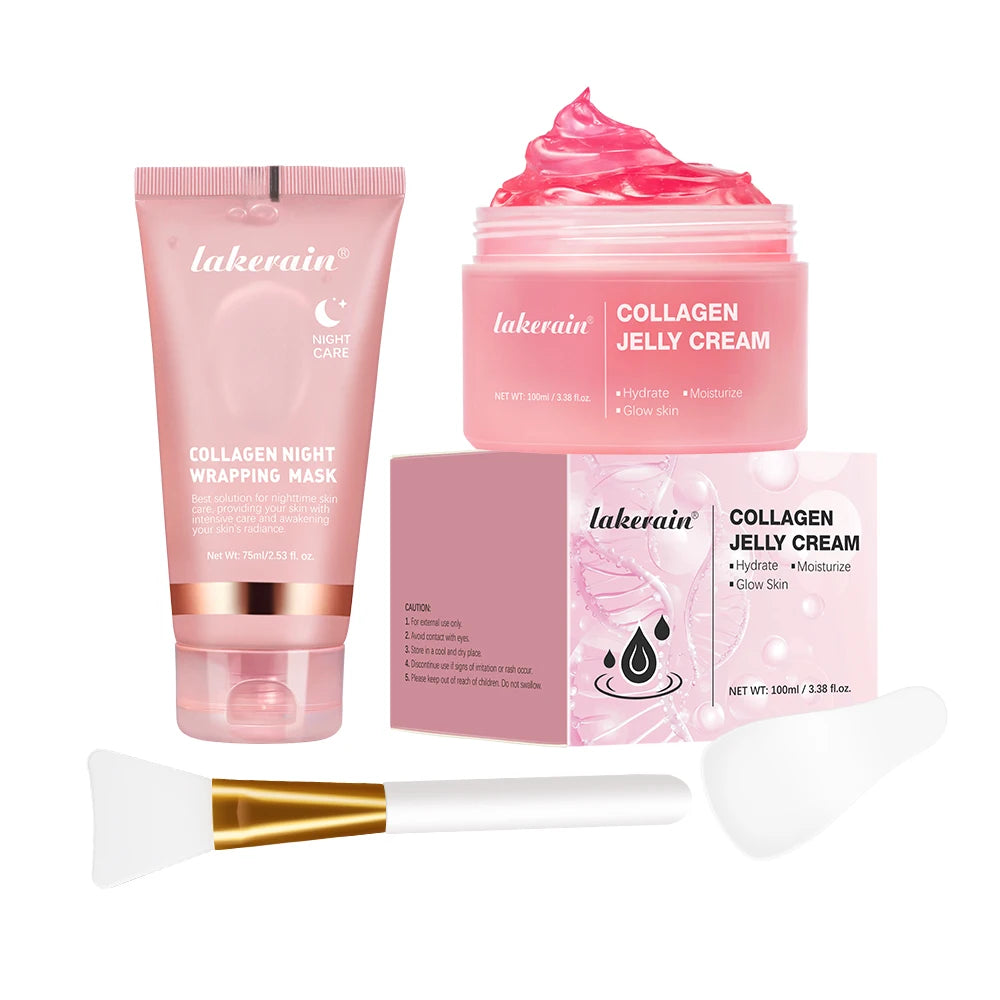 Collagen Overnight Facial Mask Collagen Jelly Cream Hydrolyzed Wrapping Peel-Off Mask Hydrating Firming Moisturizing SkinCare