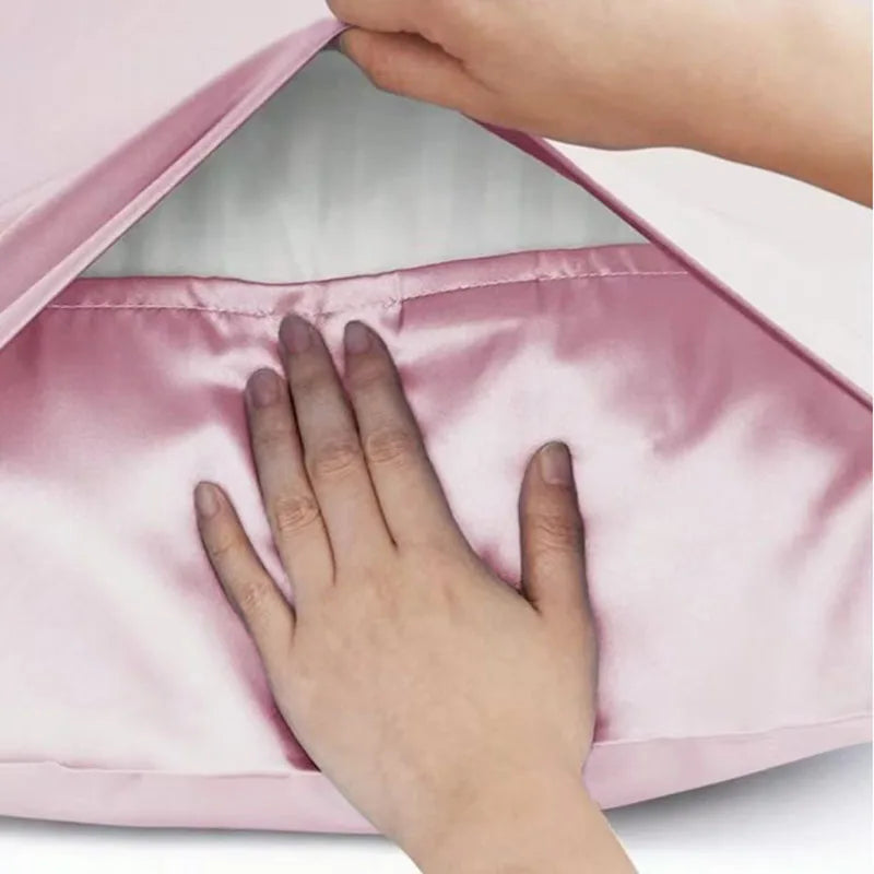 Pure Emulation Silk Satin Pillowcase Soft Hair Beauty Pillow Cover For Bed Sleep Pillow Case Home Decor Queen