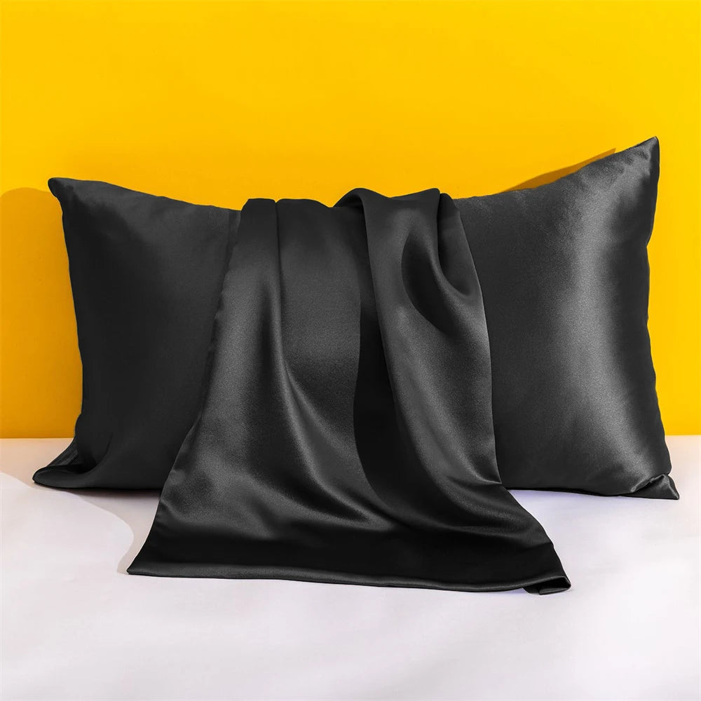 1PC Solid Silk Pillowcases Decorative Luxury Cushion Cover Envelope Style Hair Skin Protect Standard Queen Size Pillow Case