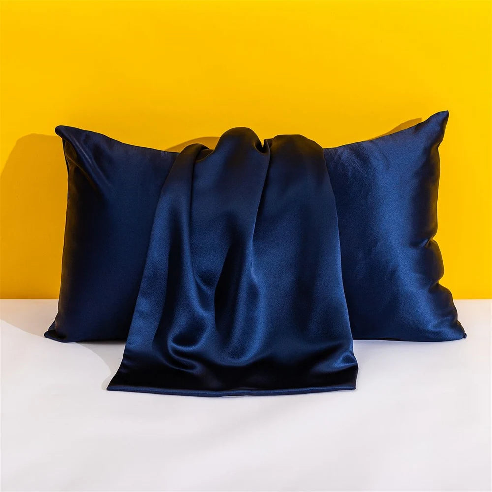 1PC Solid Silk Pillowcases Decorative Luxury Cushion Cover Envelope Style Hair Skin Protect Standard Queen Size Pillow Case