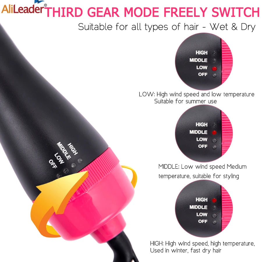 4 In 1  Hot-Air Hair Brushes Women Hair Dryer Brush Hair Dryer Straightener Curler Massager Rapid Warming One Step Volumizer
