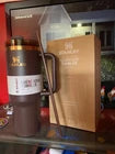 Stanley Brown Insulated Tumbler with Handle & Straw – Gold Accent